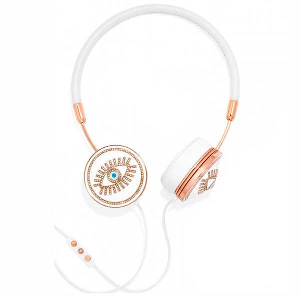FRENDS x BaubleBar, Rose Gold & White Fortuna Headphones