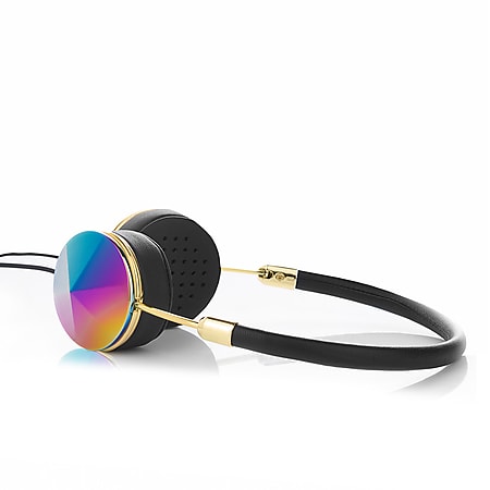 FRENDS Headphones, Layla Oil Slick Headphones - Gold & Black Leather Detail