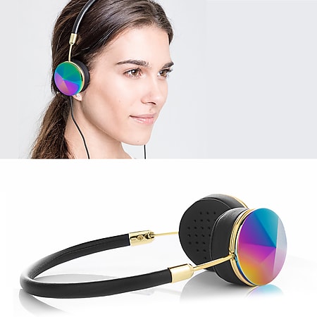 FRENDS Headphones, Layla Oil Slick Headphones - Gold & Black Leather Detail