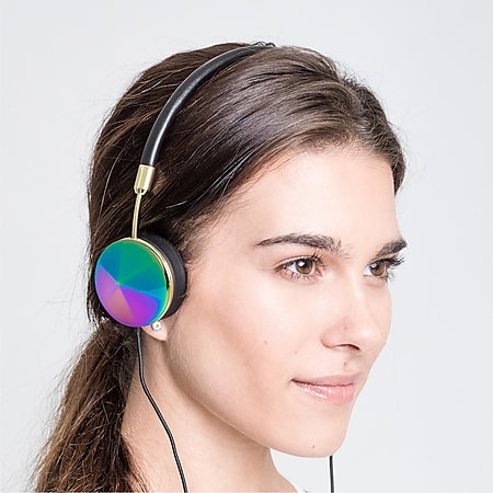 FRENDS Headphones, Layla Oil Slick Headphones - Gold & Black Leather Detail