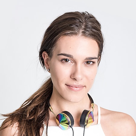 FRENDS Headphones, Layla Oil Slick Headphones - Gold & Black Leather Detail