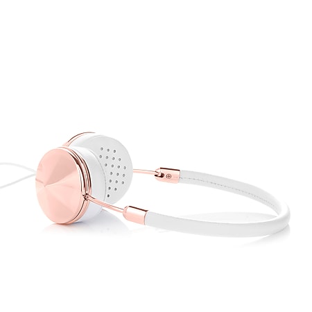 FRENDS Headphones, Layla Rose Gold Headphones, Rose Gold & White Leather Detail