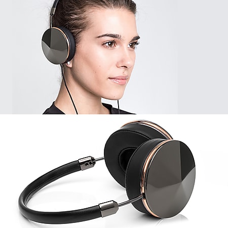 FRENDS Headphones, Taylor Gunmetal Headphones, Gunmetal & Black Leather Detail