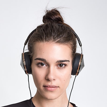 FRENDS Headphones, Taylor Gunmetal Headphones, Gunmetal & Black Leather Detail