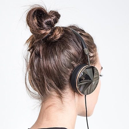 FRENDS Headphones, Taylor Gunmetal Headphones, Gunmetal & Black Leather Detail