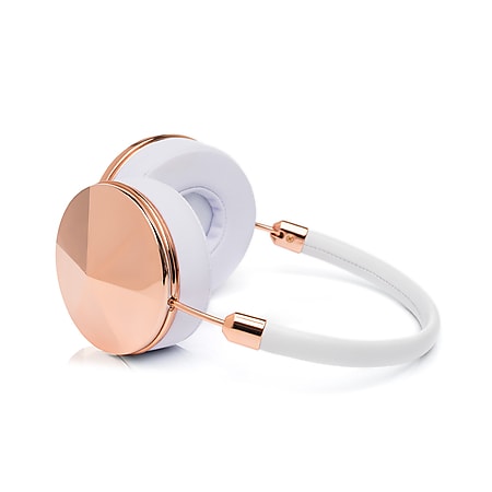 FRENDS Headphones, Taylor Rose Gold Headphones, Rose Gold & White Leather Detail