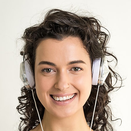 FRENDS Headphones, Swarovski Taylor Silver Headphones, Silver & White Leather Detail