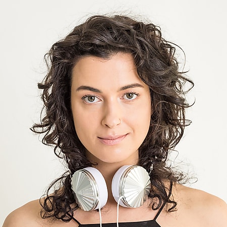 FRENDS Headphones, Swarovski Taylor Silver Headphones, Silver & White Leather Detail