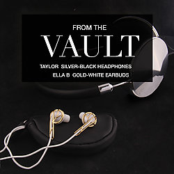 FRENDS Headphones, Vintage Taylor Silver Headphones (NON-INTERCHANGEABLE CAPS) & Ella B Gold Ear-buds
