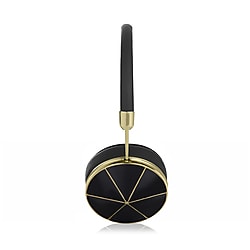 FRENDS Headphones, Taylor Black Enamel Headphones, Gold & Black Leather Detail