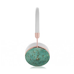 FRENDS Headphones, Taylor Rose Gold Flakes, Aqua Resin Headphones, Rose Gold & White Leather Detail