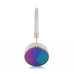 FRENDS Headphones, Taylor Oil Slick Headphones - Rose Gold & White Leather Detail